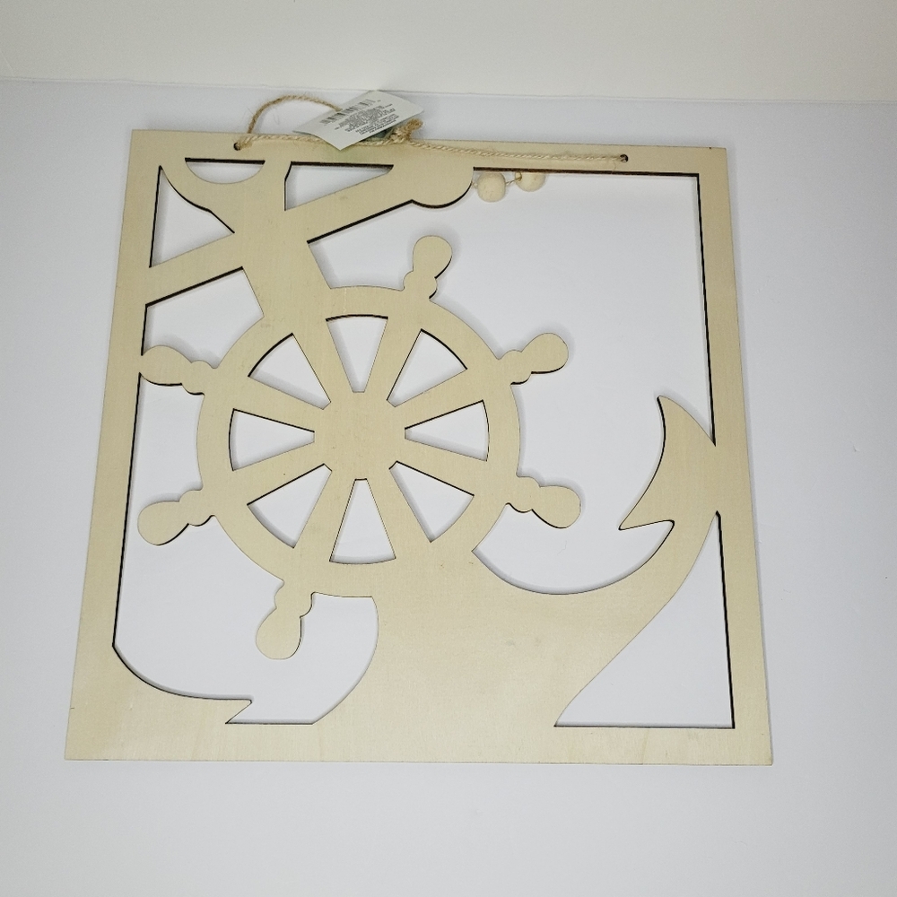 Shore living Wall Decor Nautical Wheel Wood Wall Laser Cut Beach Home DIY Paint
